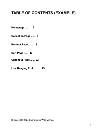 Full Store Audit PDF